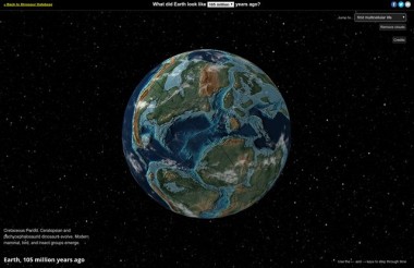 Interaktywny globus wskazujący gdzie znajdowała się twoja miejscowość kilkaset milionów lat temu