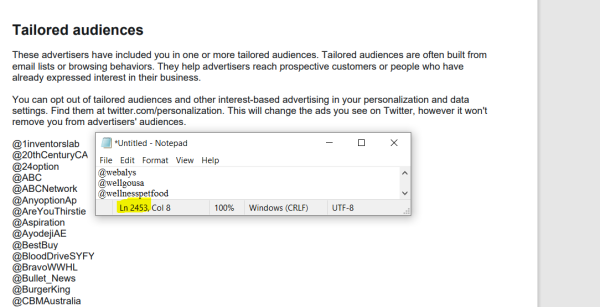Tailored audiences listing