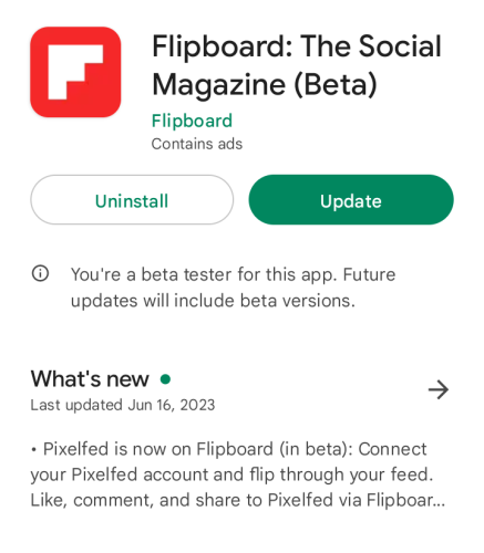 • Pixelfed is now on Flipboard (in beta): Connect your Pixelfed account and flip through your feed. Like, comment, and share to Pixelfed via Flipboard. Plus, save photos from Pixelfed into a Flipboard Magazine.