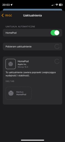 Aktualizacja #homepod do wersji 16.4