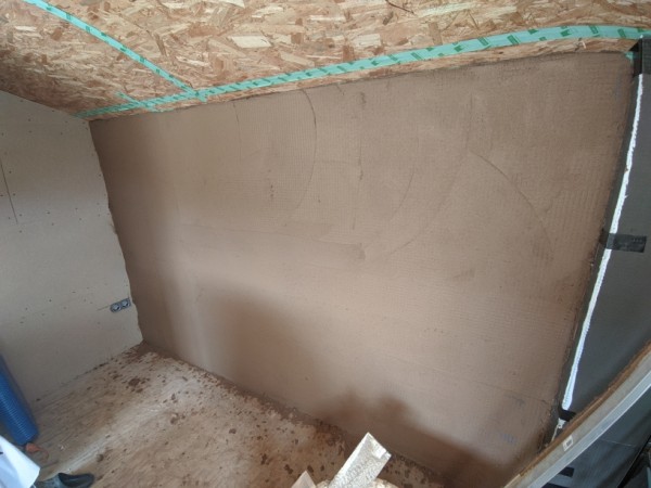 View on clay plaster wall after floating